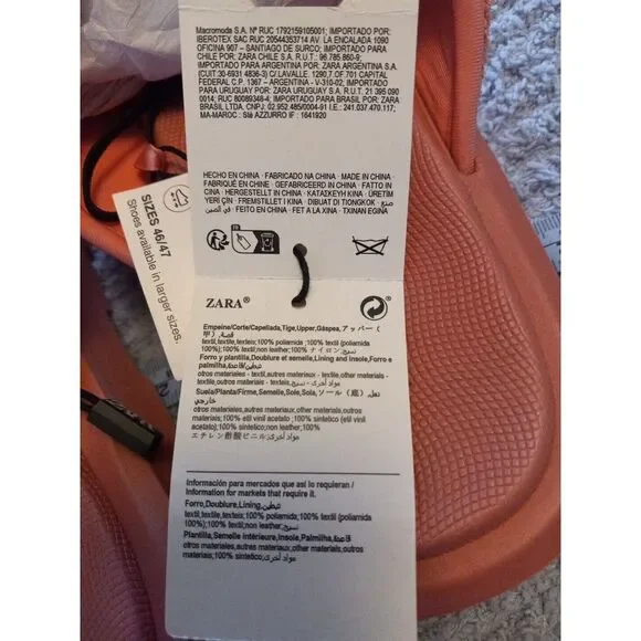 Zara‎ Women Pink Terry Cloth Fastner Slip On Chunky Slip On Sandals Size 11 - Picture 9 of 9